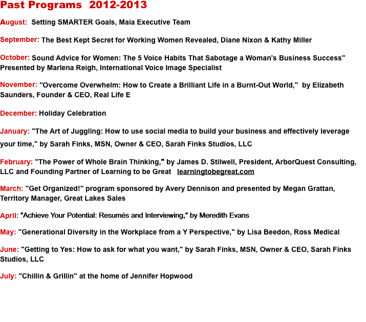 Past Programs  2012-2013